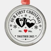 Personalized Keepsake Our First Christmas Mr & Ms メタルオーナメント (正面)