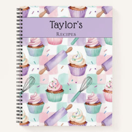 Personalized Keepsake Recipes Lavender Teal Cakes ノートブック