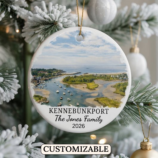 Personalized Kennebunkport Ornament, Custom Maine セラミックオーナメント