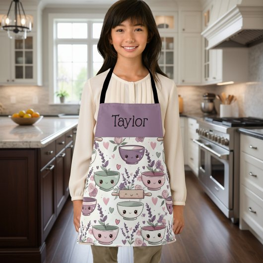 Personalized Kids Apron Adorable Smiling Mom Me エプロン