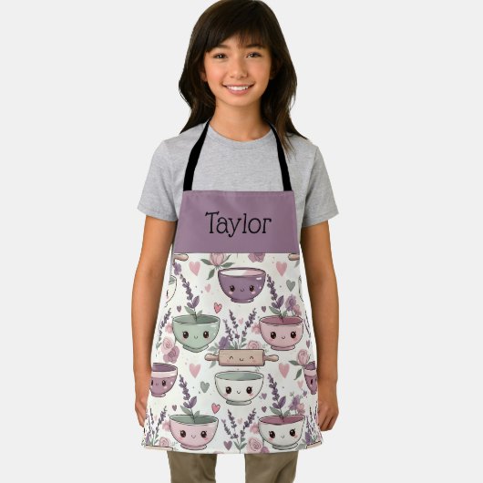 Personalized Kids Apron Adorable Smiling Mom Me エプロン (インサイチュ)