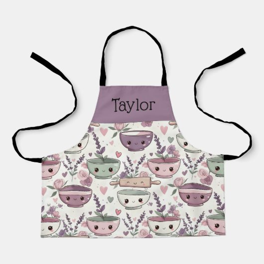 Personalized Kids Apron Adorable Smiling Mom Me エプロン (正面)