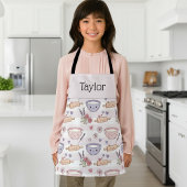 Personalized Kids Apron Kawaii Heart Baking Name エプロン