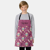 Personalized Kids Apron Kawaii Pink PurpleCupcake  エプロン (着用した状態)