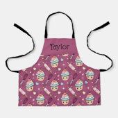 Personalized Kids Apron Kawaii Pink PurpleCupcake  エプロン (正面)