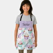Personalized Kids Apron Lavender Cupcake Mom Me エプロン (インサイチュ)
