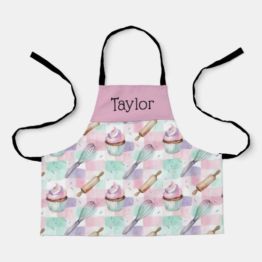 Personalized Kids Apron Pastel Baking Crew Mom Me エプロン (正面)