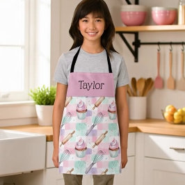 Personalized Kids Apron Pastel Baking Crew Mom Me エプロン