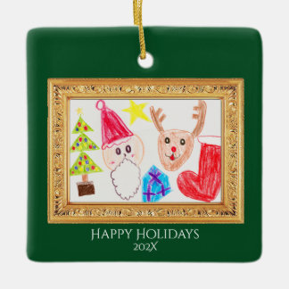 Personalized Kids Art & Photo Christmas Ornament セラミックオーナメント