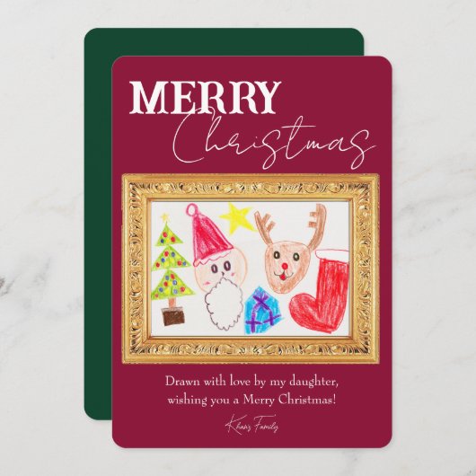 Personalized Kids Art & Photo Holiday Card 招待状 (正面/裏面)