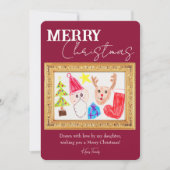 Personalized Kids Art & Photo Holiday Card 招待状 (正面)