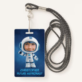 Personalized Kids Astronaut Emergency Contact バッジ (正面ランヤード)