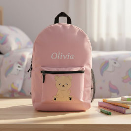 Personalized Kids' Backpack with Bear and Name プリントバックパック