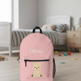 Personalized Kids' Backpack with Bear and Name プリントバックパック