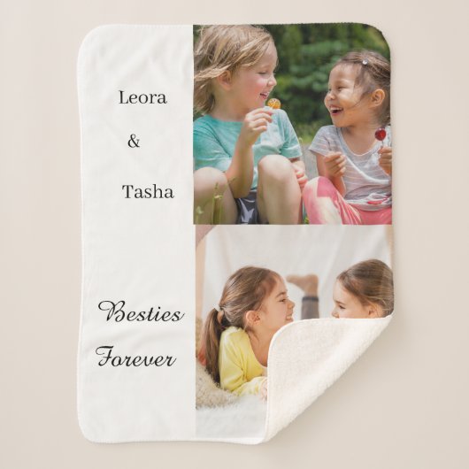 Personalized Kids Best Friends Photo Blanket シェルパブランケット (正面)
