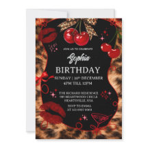 Personalized Kids Birthday Invitation Black Party 