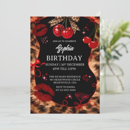 Personalized Kids Birthday Invitation Black Party  招待状 (スタンド正面)