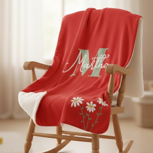 Personalized Kids' Blanket with  Initial and Daisi シェルパブランケット