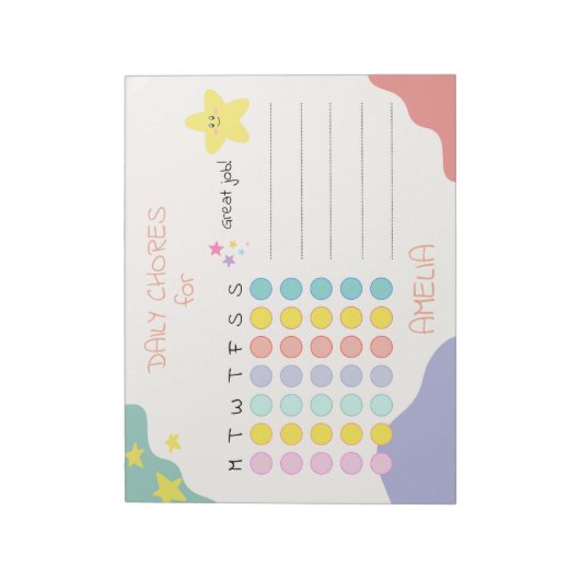 Personalized Kids Chore Chart Encouraging Rewards ノートパッド (回転)
