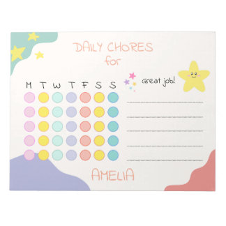 Personalized Kids Chore Chart Encouraging Rewards ノートパッド