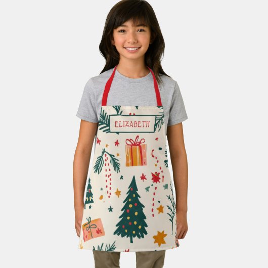 Personalized Kids Christmas Baking エプロン (インサイチュ)