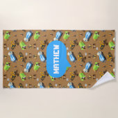 Personalized Kids Construction Vehicles  ビーチタオル (正面)