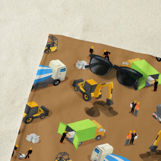 Personalized Kids Construction Vehicles  ビーチタオル (インサイチュ)