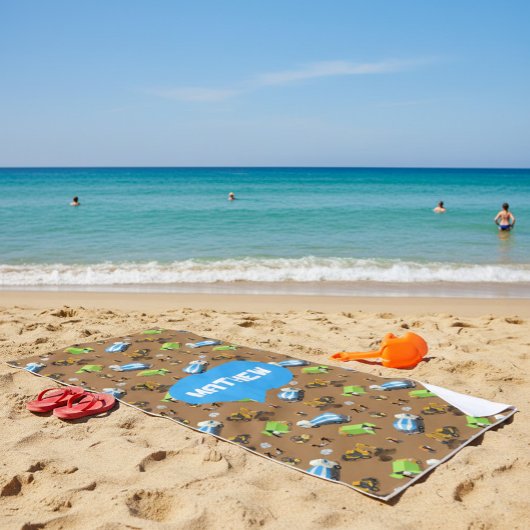 Personalized Kids Construction Vehicles  ビーチタオル