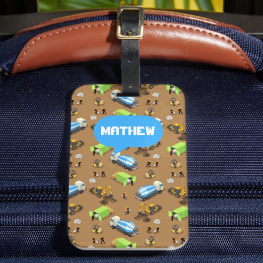 Personalized Kids Construction Vehicles  ラゲッジタグ (正面インサイチュ2)