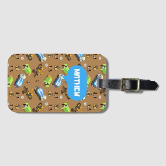 Personalized Kids Construction Vehicles  ラゲッジタグ (正面横)