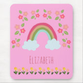 Personalized Kids Cute rainbow girl pink school マウスパッド (正面)