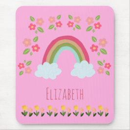 Personalized Kids Cute rainbow girl pink school マウスパッド