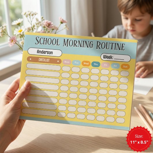 Personalized Kids Daily Routine Checklist Colorful ノートパッド