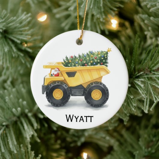 Personalized Kids Dump Truck Christmas Ornament  セラミックオーナメント (ツリー)