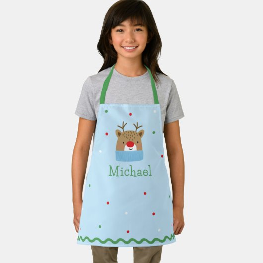 Personalized Kids Festive Reindeer Christmas  エプロン (インサイチュ)