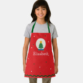 Personalized Kids Festive Snow globe Christmas エプロン (インサイチュ)