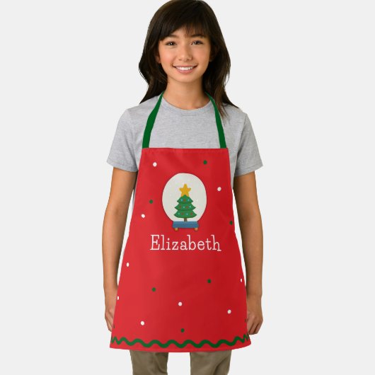 Personalized Kids Festive Snow globe Christmas  エプロン (インサイチュ)