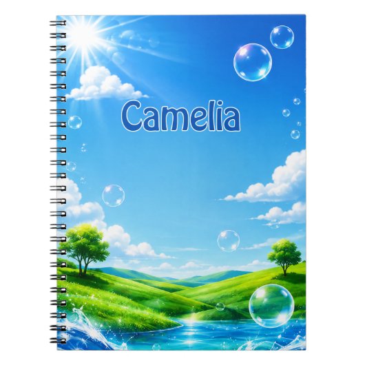 Personalized Kids Frutiger Aero Name Notebook ノートブック (正面)
