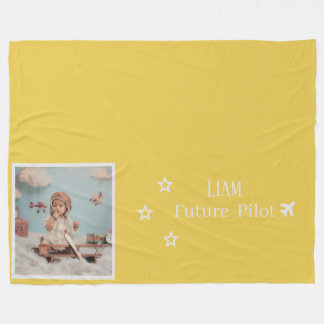 Personalized Kids Future Pilot with Photo & Name フリースブランケット