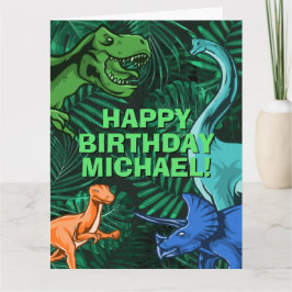 Personalized Kids Jurassic Dino Dinosaur Birthday カード