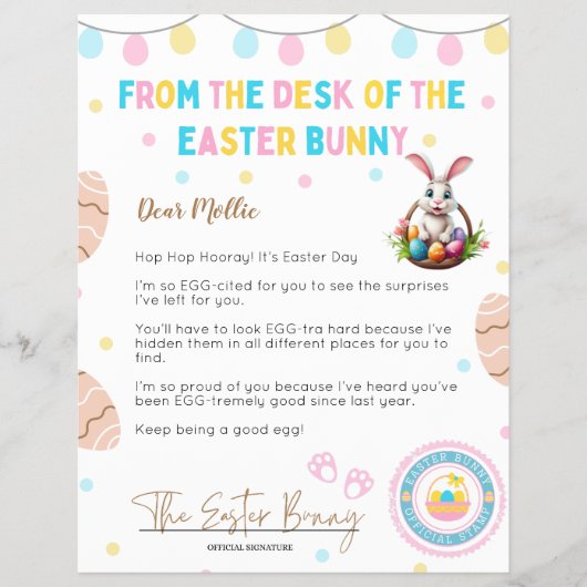 Personalized Kids Letter from Easter Bunny チラシ (正面)
