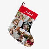 Personalized Kids Name & Photo Collage ラージクリスマスストッキング (正面 (吊り時))