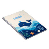 Personalized Kids Ocean Whale Name Notebook ノートブック (右側)