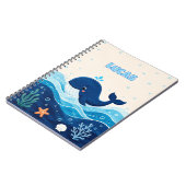 Personalized Kids Ocean Whale Name Notebook ノートブック (左側)