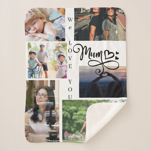 Personalized Kids Photo Blanket for Mum シェルパブランケット (正面)