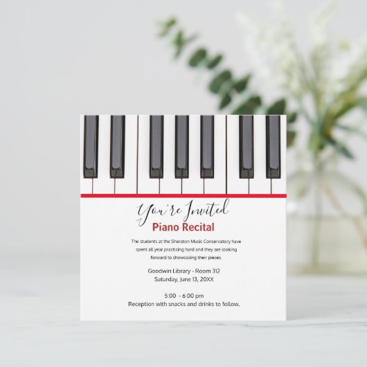 Personalized Kids Piano Recital Invitation (スタンド正面)