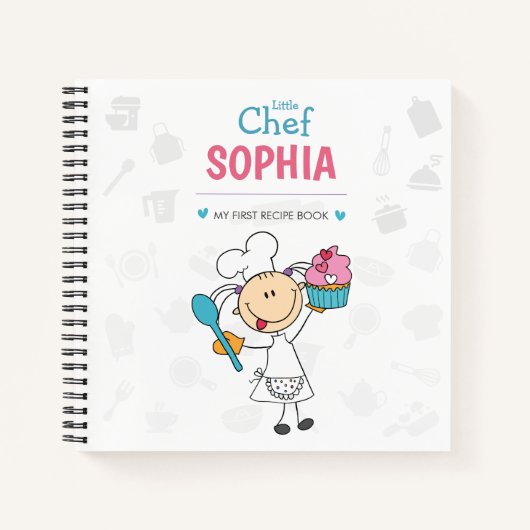 Personalized Kids Recipe Notebook – Little Chef ノートブック (正面)