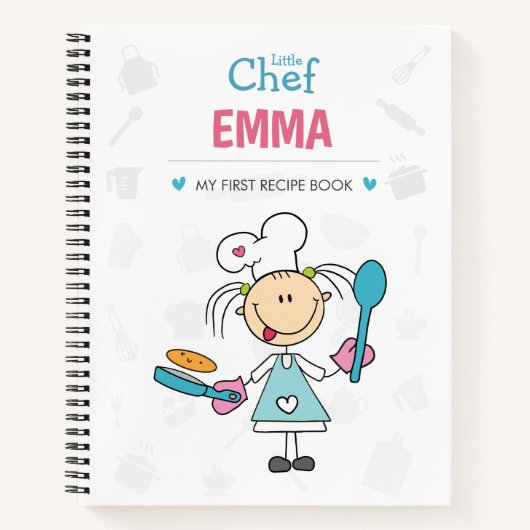Personalized Kids Recipe Notebook – Little Chef ノートブック (正面)
