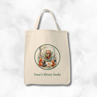 Personalized Kid's Red Panda Library Book トートバッグ