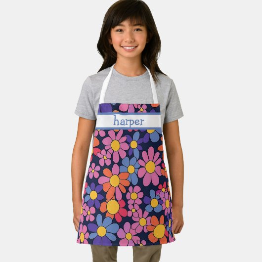 Personalized Kids Retro Flower Apron エプロン (インサイチュ)